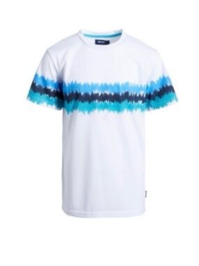 NWT Univibe Big Boys Neutron Wavy Chest Stripe Crewneck T-shirt - White Medium